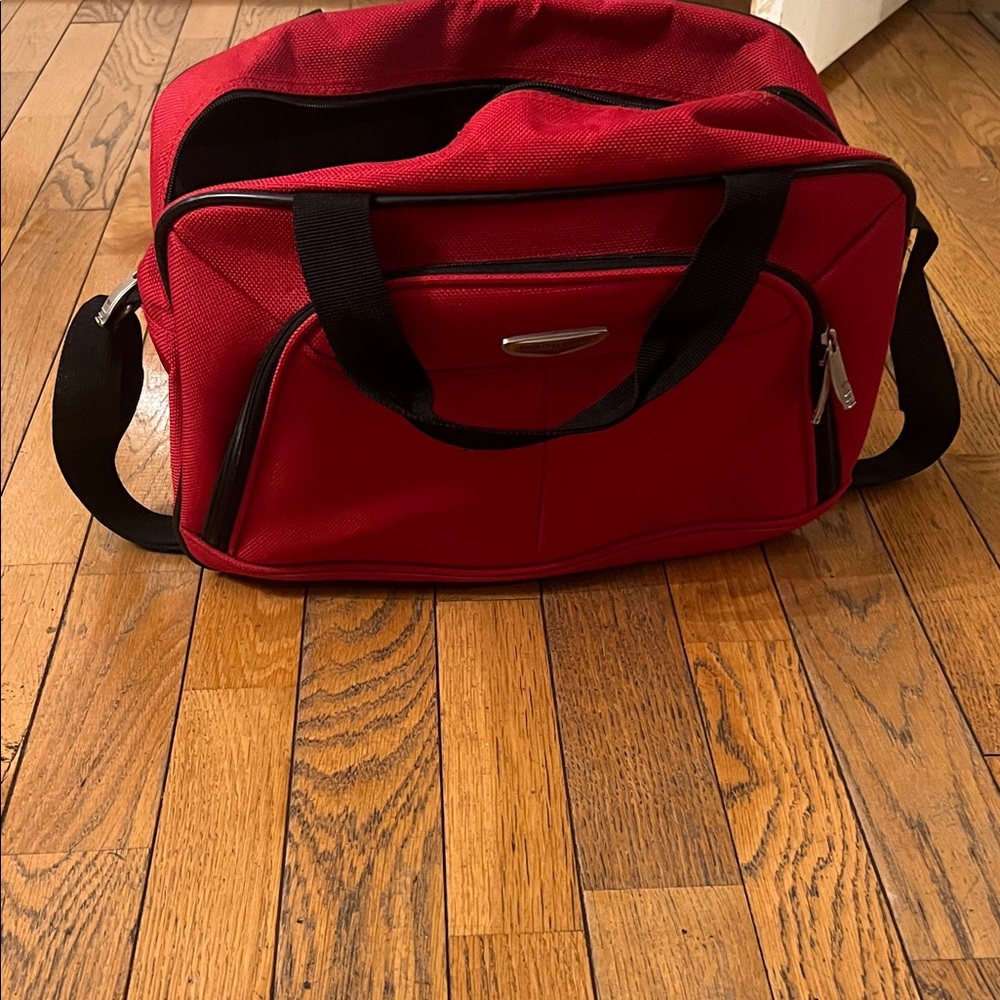 Dockers Classic Red Duffel Bag with Black Accents